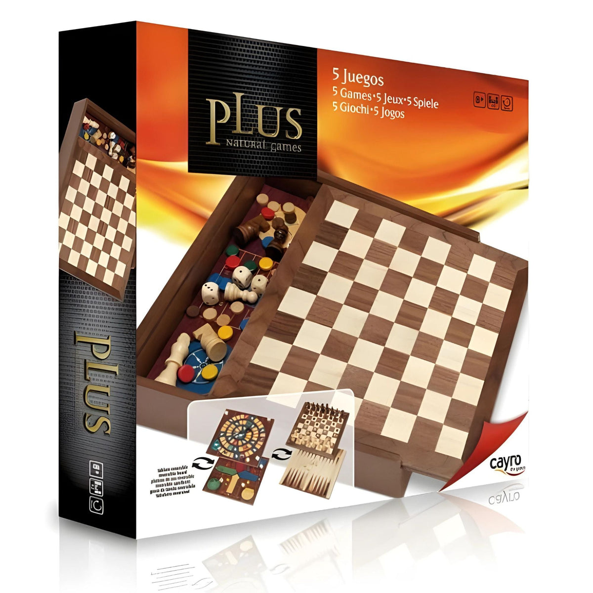 Set de ajedrez y juegos clásicos de madera Cayro