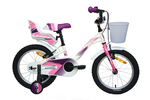 Bicicleta UMIT Romina 16" Blanca-Rosa con Cesta (1615-53)