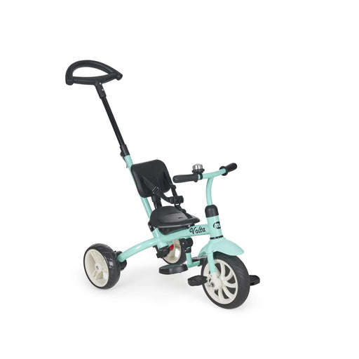Triciclo Evolutivo Volta Turquesa Innovaciones MS, ajustable y transformable, ideal para niños de 1 a 5 años, con manillar regulable y asiento cómodo para el desarrollo de habilidades motrices.