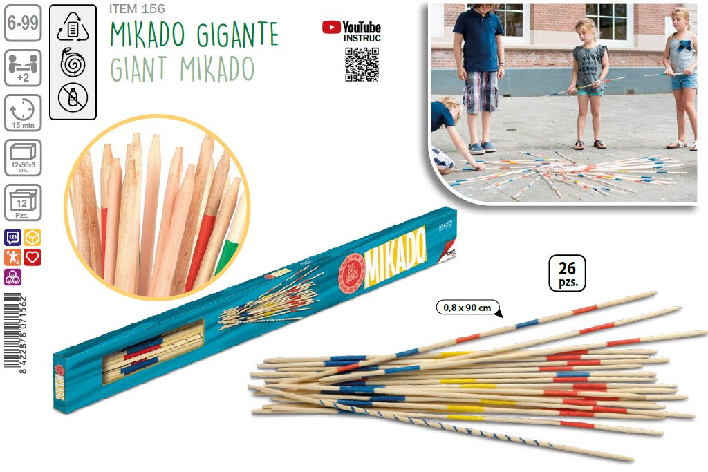 Caja del Mikado Gigante de madera Cayro 156 con palillos