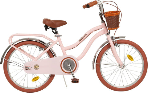 Imagen principal lateral completa de la bicicleta Toimsa Vintage 20" en color rosa con cesta delantera