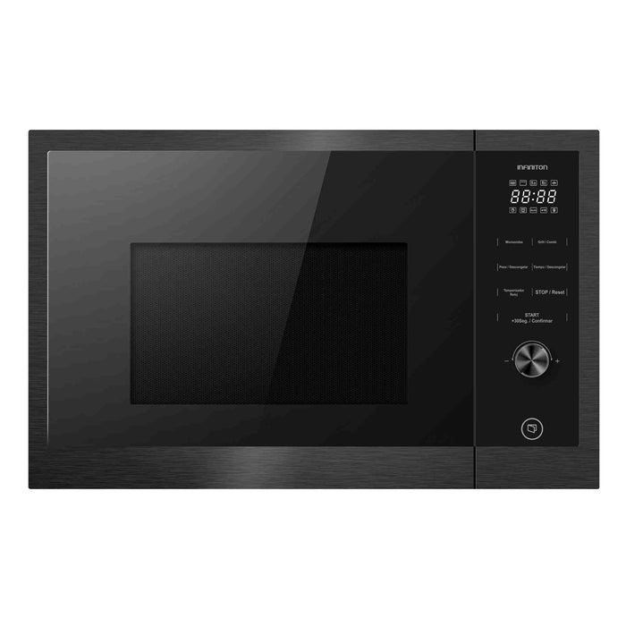 Microondas integrable Infiniton IMW-SS25L Dark Inox de 25 litros con grill de cuarzo encastrado en columna de cocina
