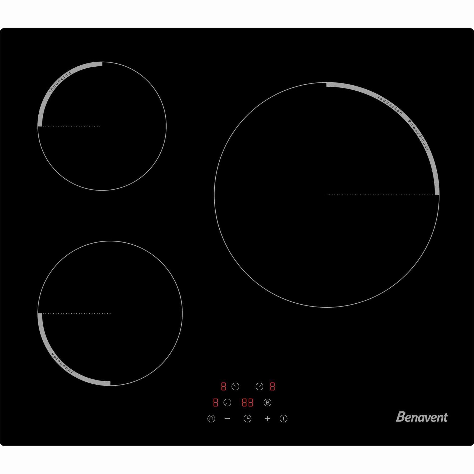 Placa de inducción Benavent IBB360 de 3 zonas, ejemplo para elegir entre inducción o vitrocerámica en 2026