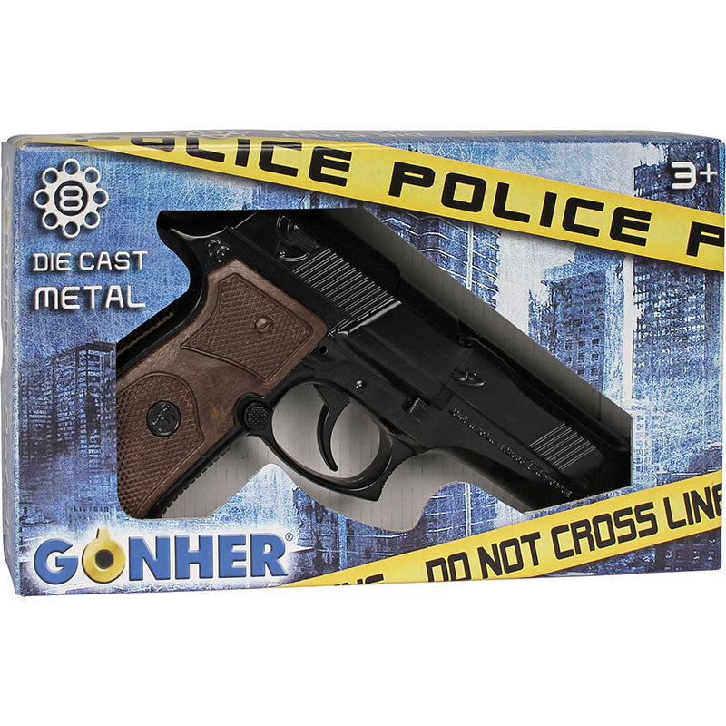 Gonher Pistola Policía 39/6 negra de 8 tiros - caja del producto