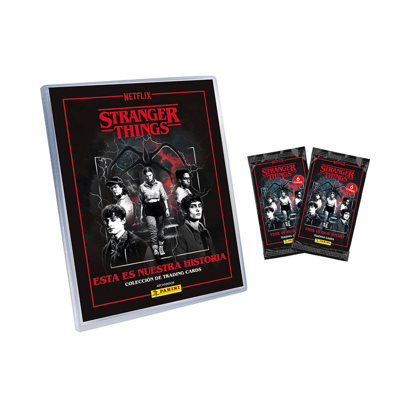 Panini Stranger Things Megapack de Inicio HC Trading Cards Archivador + 4 Sobres + 2 Cards Edición Limitada