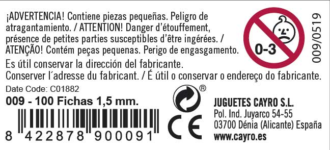 Bolsa con 100 Fichas de Colores Cayro, imagen 2