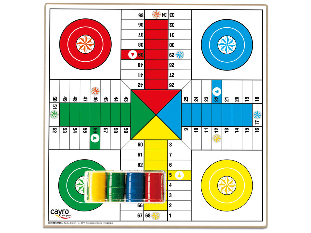 Tablero Parchís – Oca Madera con Accesorios . 33x33 cm Cayro