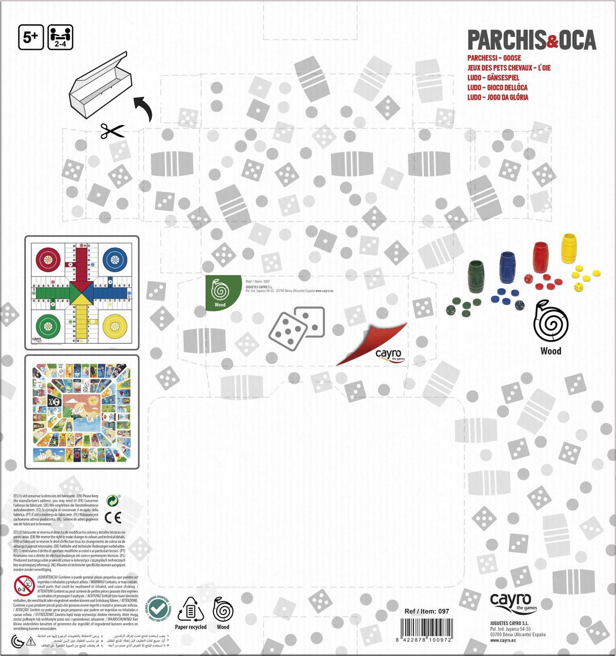 Tablero Parchís/oca con Accesorios de Madera Cayro, imagen 5