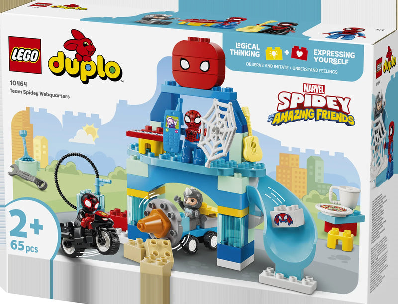 LEGO DUPLO Disney 10464 Aracnocuartel de Spidey y su Superequipo - caja lateral con detalles del set