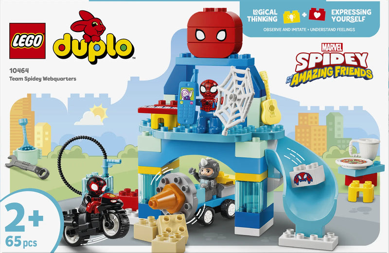 LEGO DUPLO Disney 10464 Aracnocuartel de Spidey y su Superequipo - caja reverso con escenas de juego