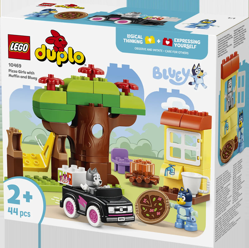 LEGO DUPLO Bluey 10469 Pizzeras con Muffin y Bluey - caja lateral con detalles del set