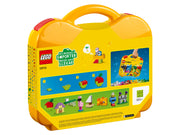 Parte trasera del maletín LEGO Classic 10713 con las ideas de construcción ilustradas paso a paso