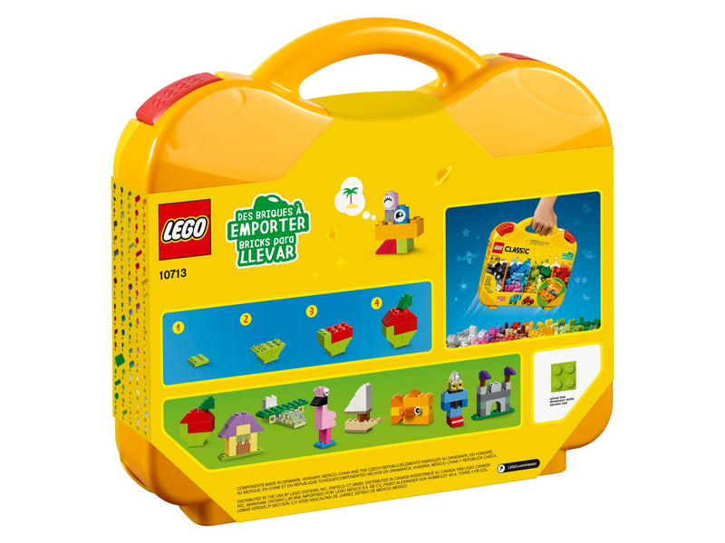 Parte trasera del maletín LEGO Classic 10713 con las ideas de construcción ilustradas paso a paso