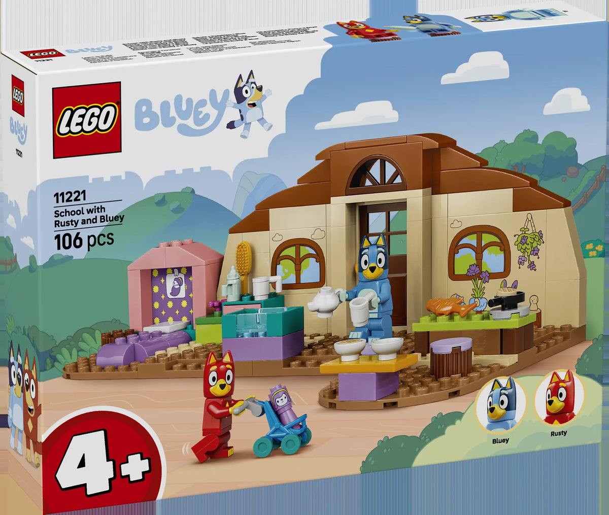 LEGO Bluey 11221 Escuela con Rusty y Bluey - caja frontal oficial