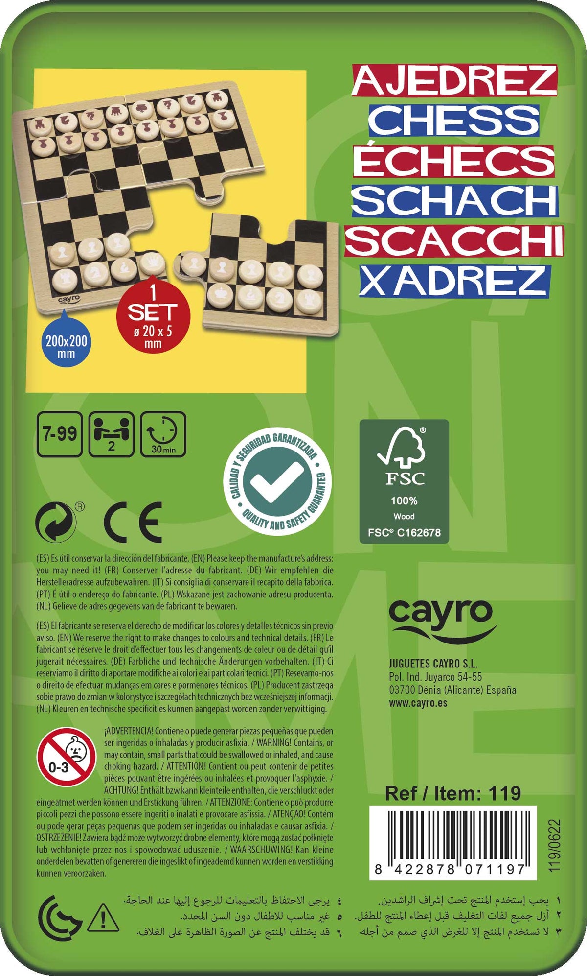 Ajedrez – Damas en Caja de Metal Cayro, imagen 4