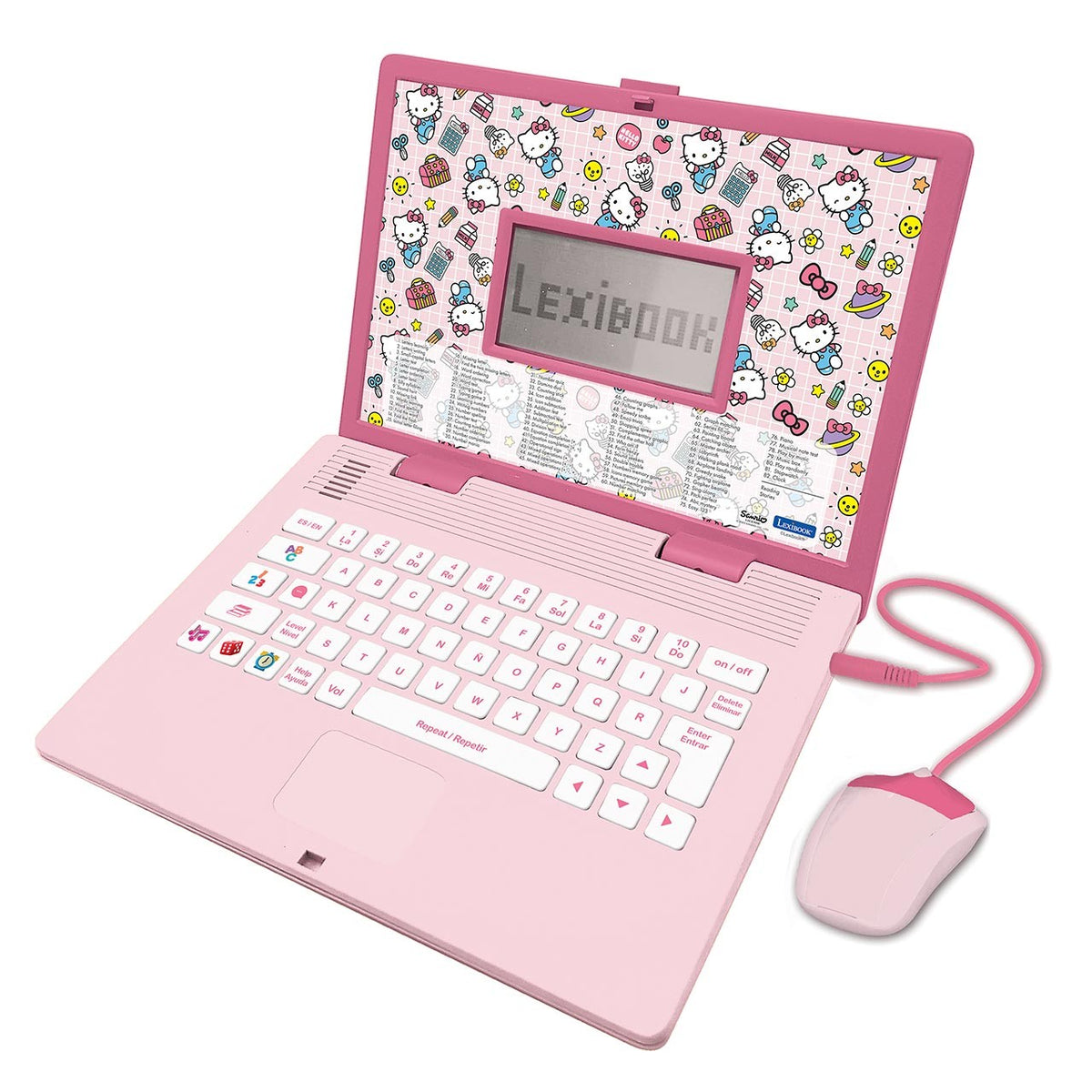 Lexibook ordenador infantil Hello Kitty abierto, teclado y ratón