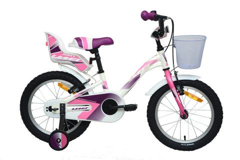 Bicicleta UMIT Romina 16" Blanca-Rosa con Cesta (1615-53)