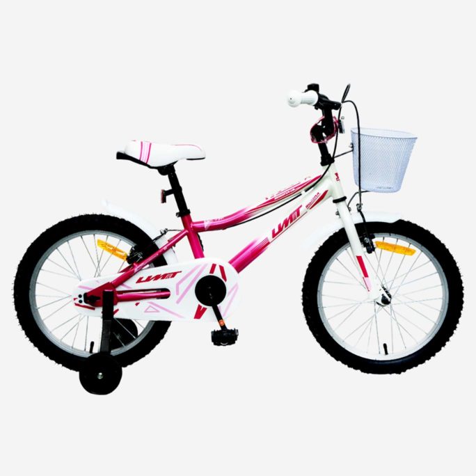 Vélo UMIT Romina 18 Pouces Rose-Blanc avec Panier - Réf. 1815-35