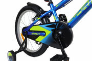 Bicicleta UMIT Casper 18" azul-verde con guardabarros protectores, plato de seguridad cerrado, manillar con puños antideslizantes y estructura de acero de alta calidad para máxima durabilidad

