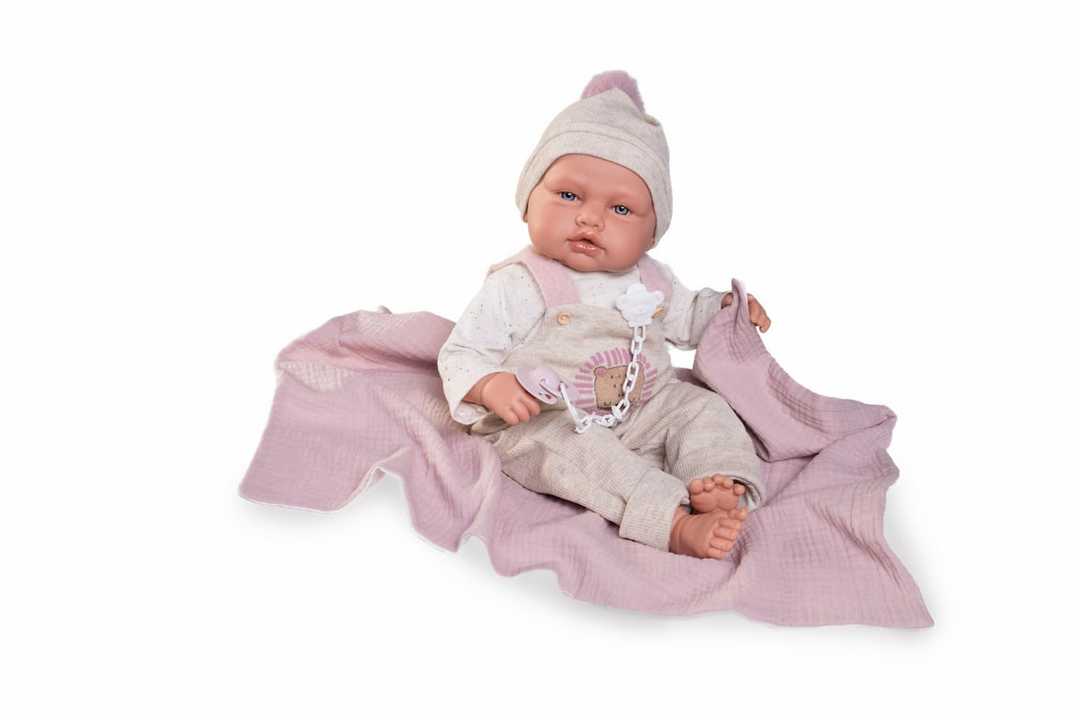 Muñeca Antonio Juan Babydoo posturitas con manta. Cuerpo flexible referencia 18310