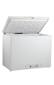 Arcón congelador a gas Vitrokitchen ACG191BE de 191 litros en blanco con la tapa abierta