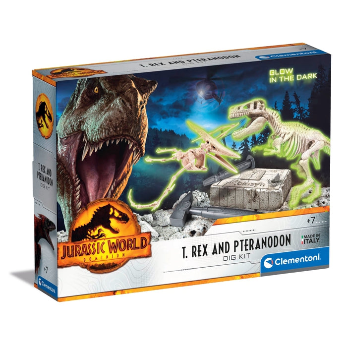 Kit de excavación Jurassic World T-Rex y Pteranodon Clementoni 19205, caja