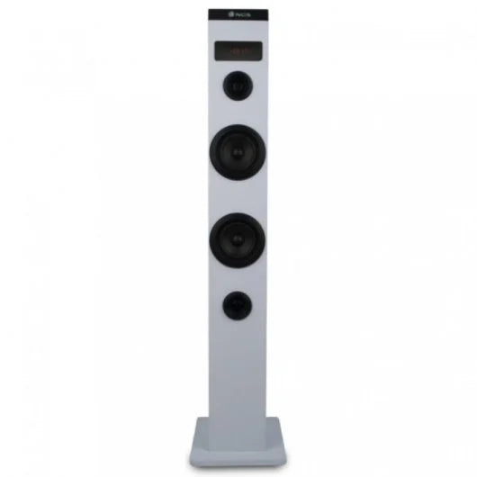 Torre de sonido NGS Skycharm Pro White 50W Bluetooth karaoke luces LED batería recargable altavoz portátil
