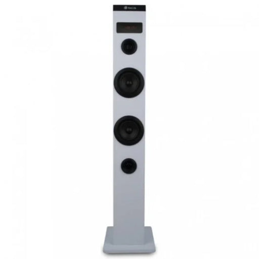 Torre de sonido NGS Skycharm Pro White 50W Bluetooth karaoke luces LED batería recargable altavoz portátil

