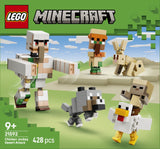 LEGO Minecraft 21592 Ataque del Jinete Avícola en el Desierto - caja reverso con escenas de juego