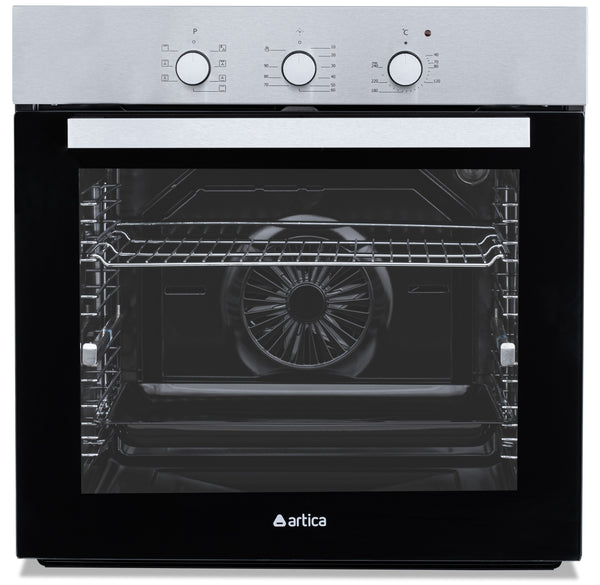 Horno empotrable Ártica AHB8204X de acero inoxidable, 80 litros multifunción con mandos mecánicos y grill