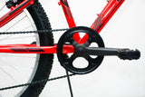 Bicicleta UMIT XR-240 24" roja con cuadro de acero resistente, sillín ajustable en altura, guardabarros protectores y diseño robusto para máxima durabilidad en rutas urbanas y de montaña

