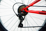 Bicicleta UMIT XR-240 de 24 pulgadas en color rojo con suspensión delantera, cambio Shimano de 7 velocidades y diseño deportivo unisex ideal para niños y adolescentes de 8 a 12 años
