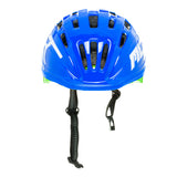 Casco del set Moltó 24304 visto de frente, con las correas de la barbilla