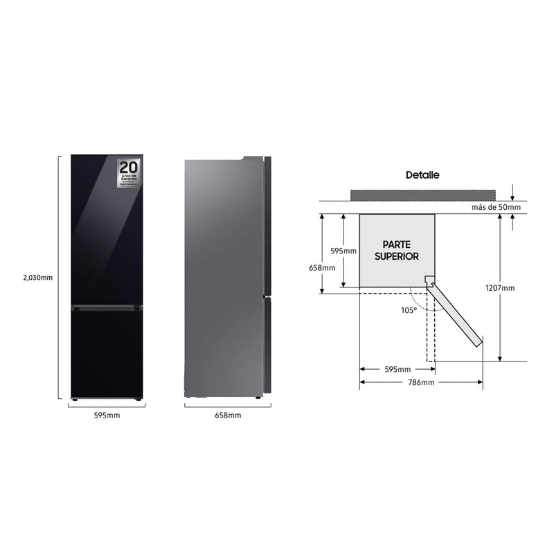 Samsung Frigorífico Combi 203x60 No Frost Negro Inverter Clase D RB38C7B6D22/EF