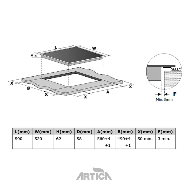 Artica Induction Hob 3 Burners - Paella Pan 29 cm. (AEI6023)
