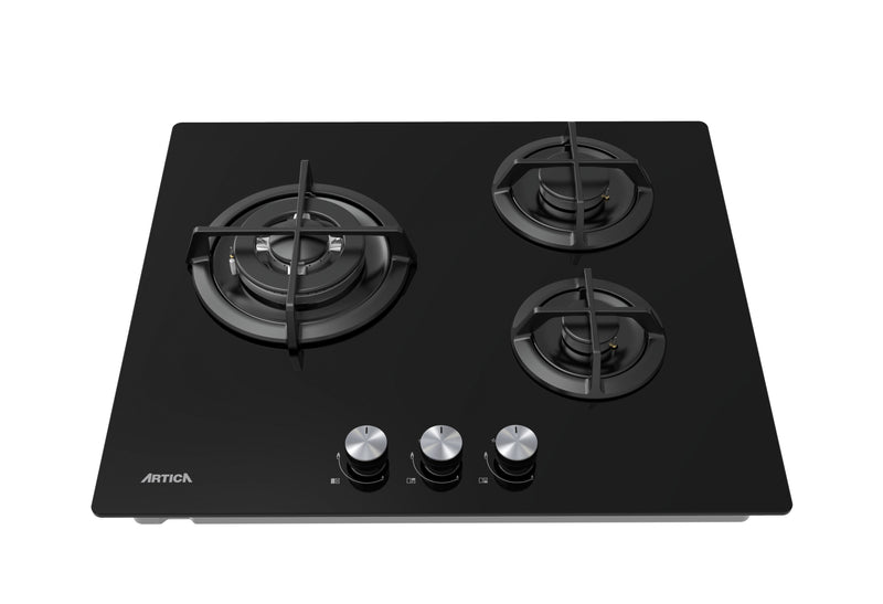 Encimera Gas ARTICA ACG60301 3 Fuegos CristalGas con WOK