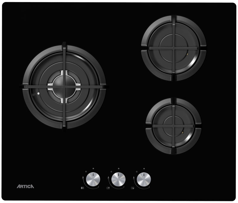 Encimera Gas ARTICA ACG60301 3 Fuegos CristalGas con WOK