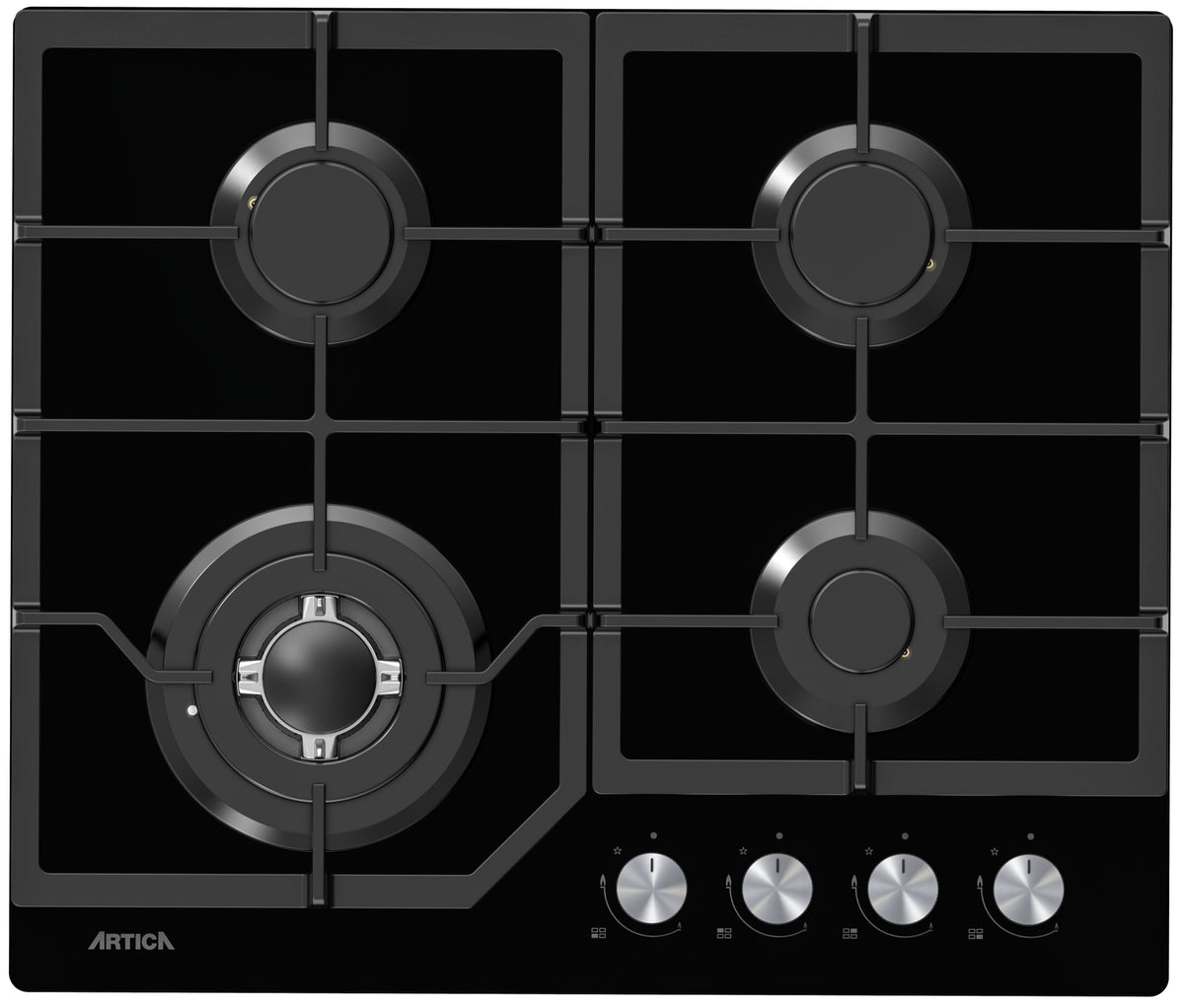 Encimera Gas ARTICA ACG60401 4 Fuegos CristalGas con WOK