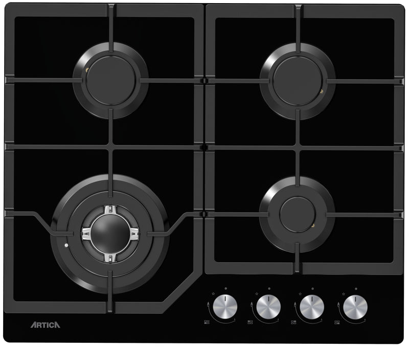 Encimera Gas ARTICA ACG60401 4 Fuegos CristalGas con WOK
