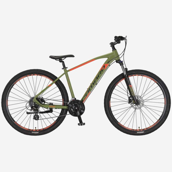 Bicicleta de montaña UMIT Camaro 27,5 pulgadas verde con frenos de disco y suspensión, cuadro de aluminio