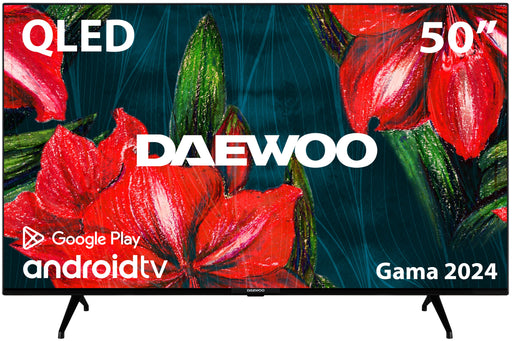 TV DAEWOO 50" QLED con conectividad Bluetooth y Android TV, optimizado para juegos con modo de baja latencia.