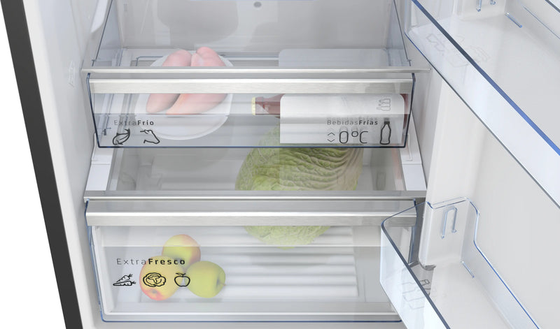 Balay Frigorífico Combi 203x60 Cristal Negro No Frost ExtraFresh Clase D 3KFD855NI