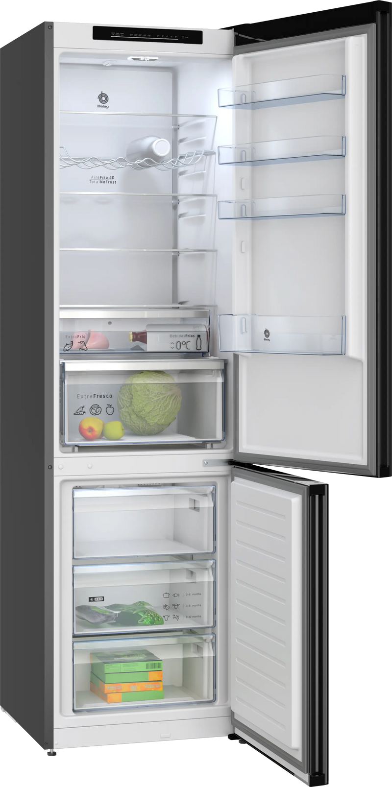 Balay Frigorífico Combi 203x60 Cristal Negro No Frost ExtraFresh Clase D 3KFD855NI