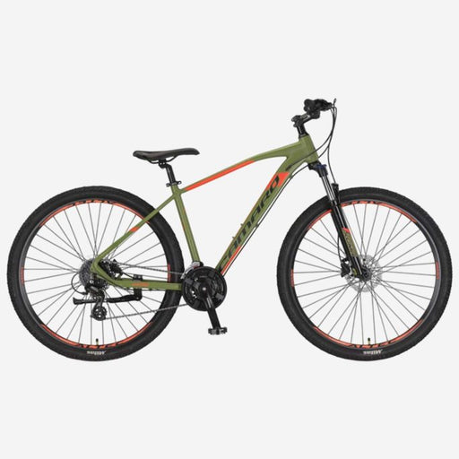 Bicicleta de montaña UMIT Camaro 29 pulgadas verde con frenos de disco hidráulicos y suspensión, cuadro de aluminio