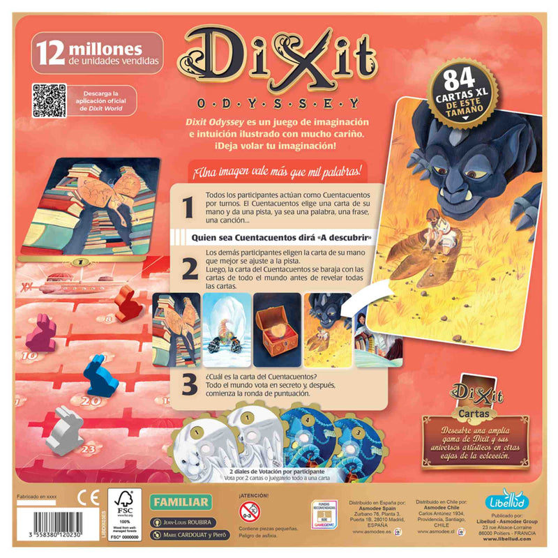 Cartas ilustradas de Dixit Odyssey desplegadas sobre una mesa.
