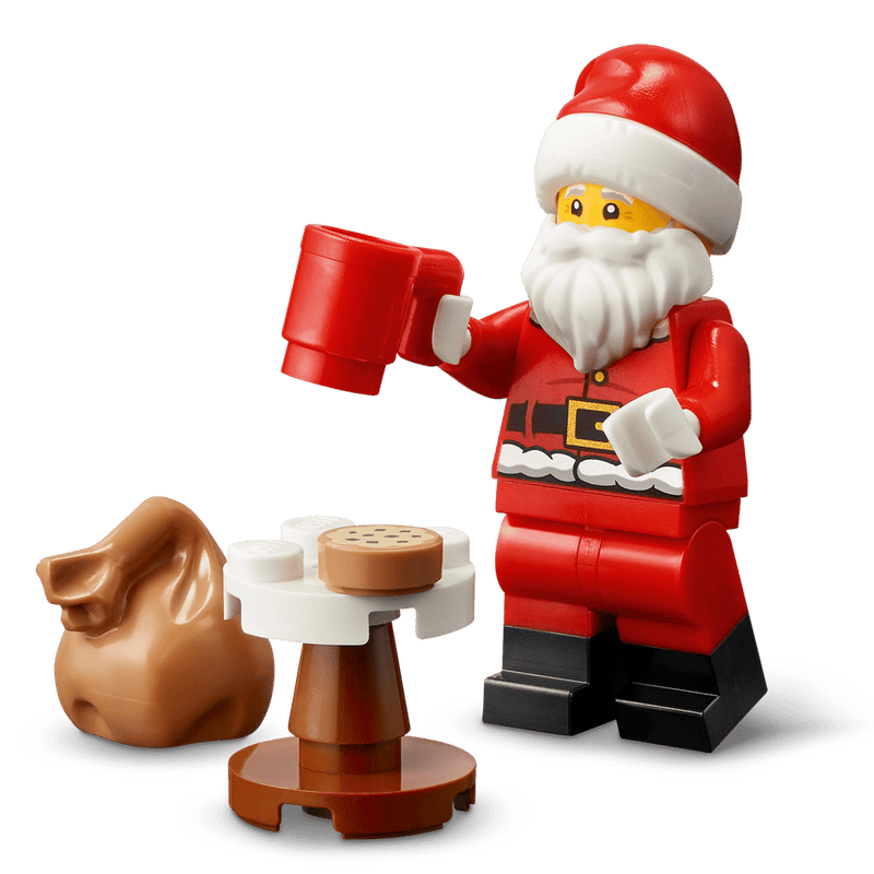 Interior con el dormitorio de Papá Noel del LEGO 40809