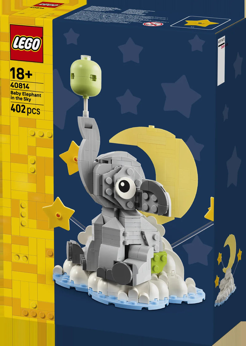 LEGO Seasons and Occasion 40814 Bebé Elefante en el Cielo - caja lateral con detalles del set