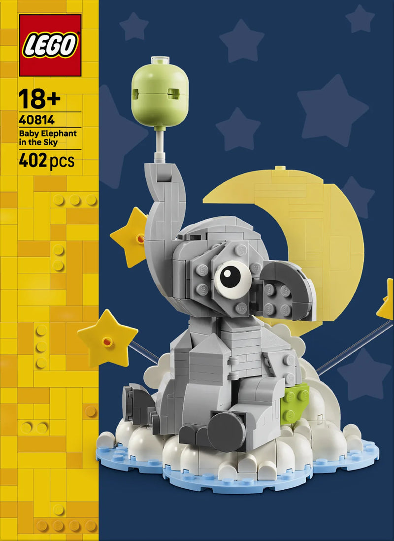 LEGO Seasons and Occasion 40814 Bebé Elefante en el Cielo - caja reverso con escenas de juego