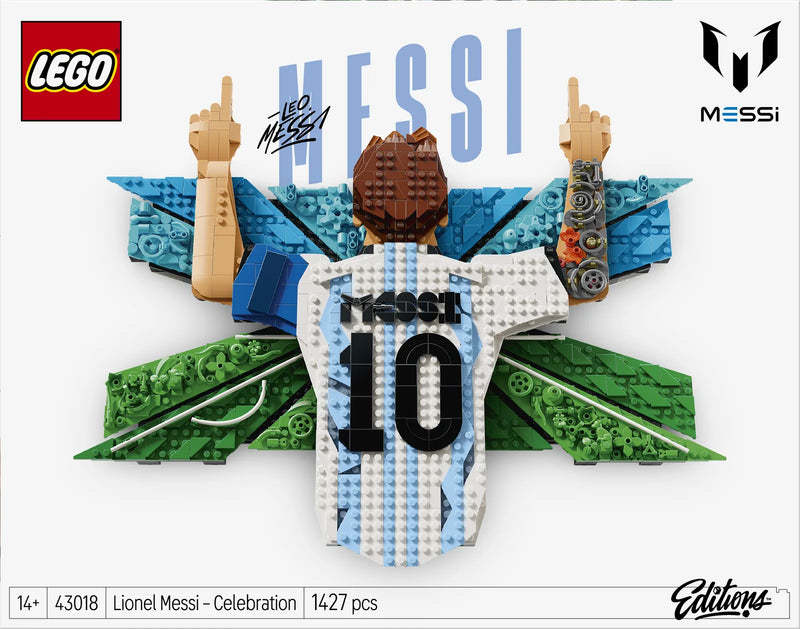 Caja frontal alternativa LEGO Editions 43018 Lionel Messi Celebration - render del producto Editions edición especial