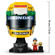 Minifigura de Ayrton Senna y placa con autógrafo del LEGO 43024